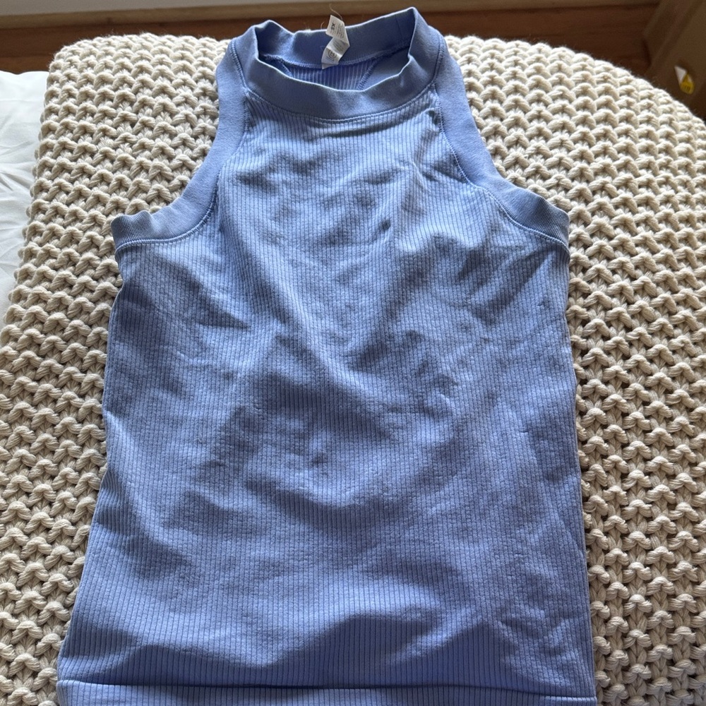Athleta Periwinkle Ribbed High-Neck Tank